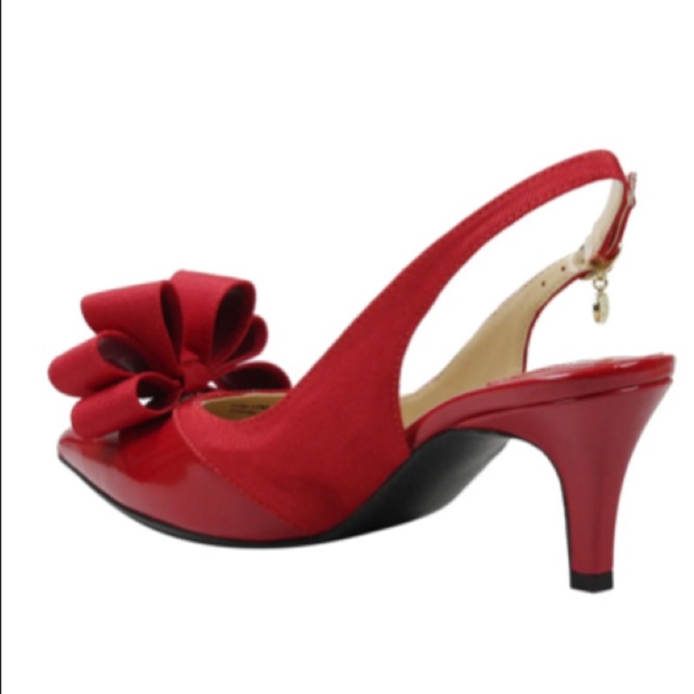 J. Renee Red kitten heels pumps with bow on toes  ♥️♥️♥️ 👠 NEW IN BOX!!! - Picture 3 of 8
